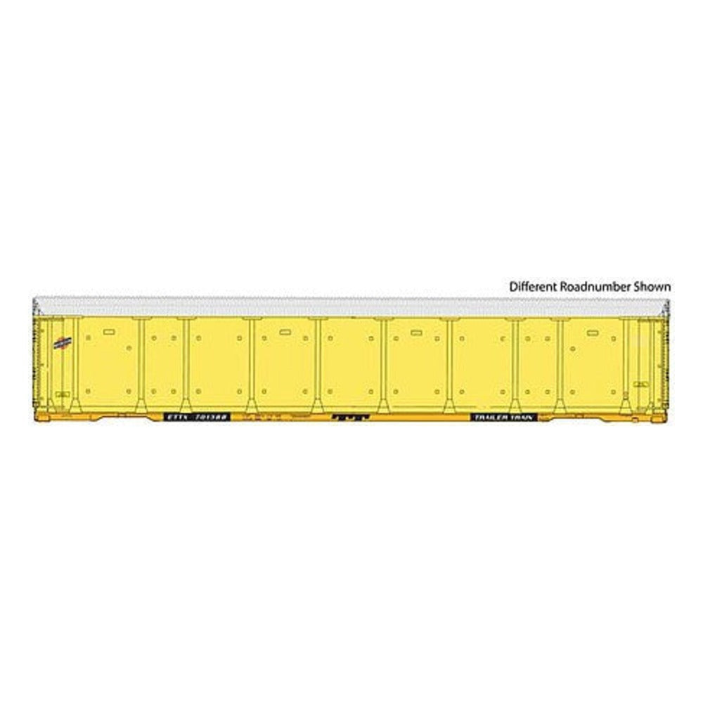 Walthers Proto 101420 HO Scale 89' Thrall Enclosed Tri-Level Auto Carrier - Ready to Run -- Chicago & North Western(TM) ETTX Flat #802647 (yellow, silver)