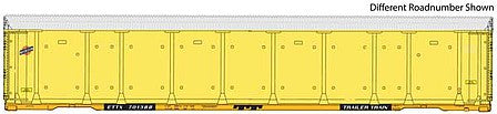 Walthers Proto 101420 HO Scale 89' Thrall Enclosed Tri-Level Auto Carrier - Ready to Run -- Chicago & North Western(TM) ETTX Flat #802647 (yellow, silver)