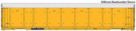 Walthers Proto 101427 HO Scale 89' Thrall Enclosed Tri-Level Auto Carrier - Ready to Run -- Norfolk Southern Rack ETTX Flat #33943/802358 (yellow, silver, black)