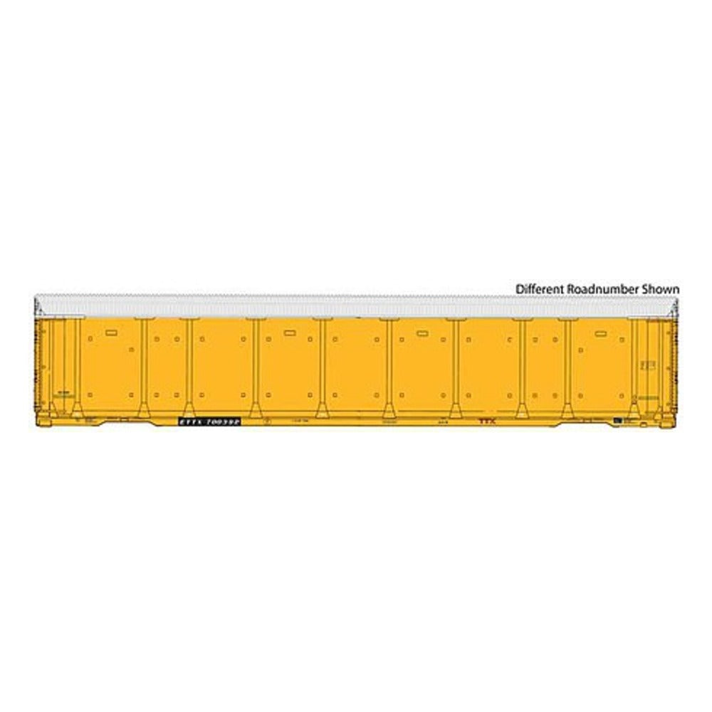 Walthers Proto 101428 HO Scale 89' Thrall Enclosed Tri-Level Auto Carrier - Ready to Run -- Norfolk Southern Rack ETTX Flat #33565/810116 (yellow, silver, black)