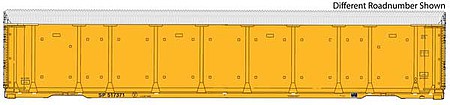Walthers Proto 101434 HO Scale 89' Thrall Enclosed Tri-Level Auto Carrier - Ready to Run -- Union Pacific(R) Rack, Flat SP(TM) #517378 (yellow, silver, Shield Logo)
