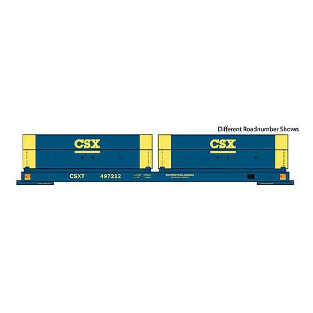 Walthers Proto 105244 HO Scale 50' Evans Cushion Coil Car - Ready to Run -- CSX #497262 (Angled Hoods, blue, yellow)