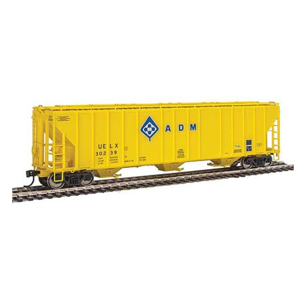 Walthers Proto 106150 HO Scale 55' Evans 4780 Covered Hopper - Ready To Run -- Archer-Daniels-Midland UELX #30239 (yellow, molecule logo)