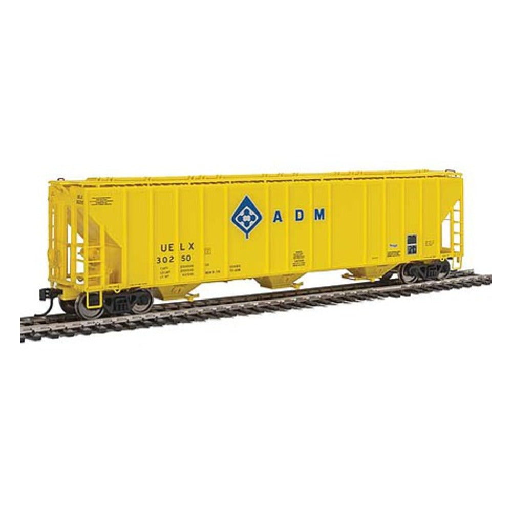 Walthers Proto 106153 HO Scale 55' Evans 4780 Covered Hopper - Ready To Run -- Archer-Daniels-Midland UELX #30250 (yellow, molecule logo)