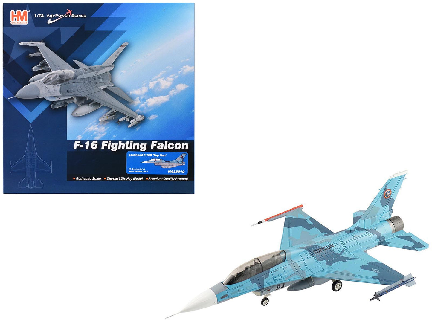 Lockheed F-16B Fighting Falcon Fighter Aircraft "Top Gun 04 Centennial of Naval Aviation" United States Navy "Air Power Series" 1/72 Diecast Model by Hobby Master free shipping USA