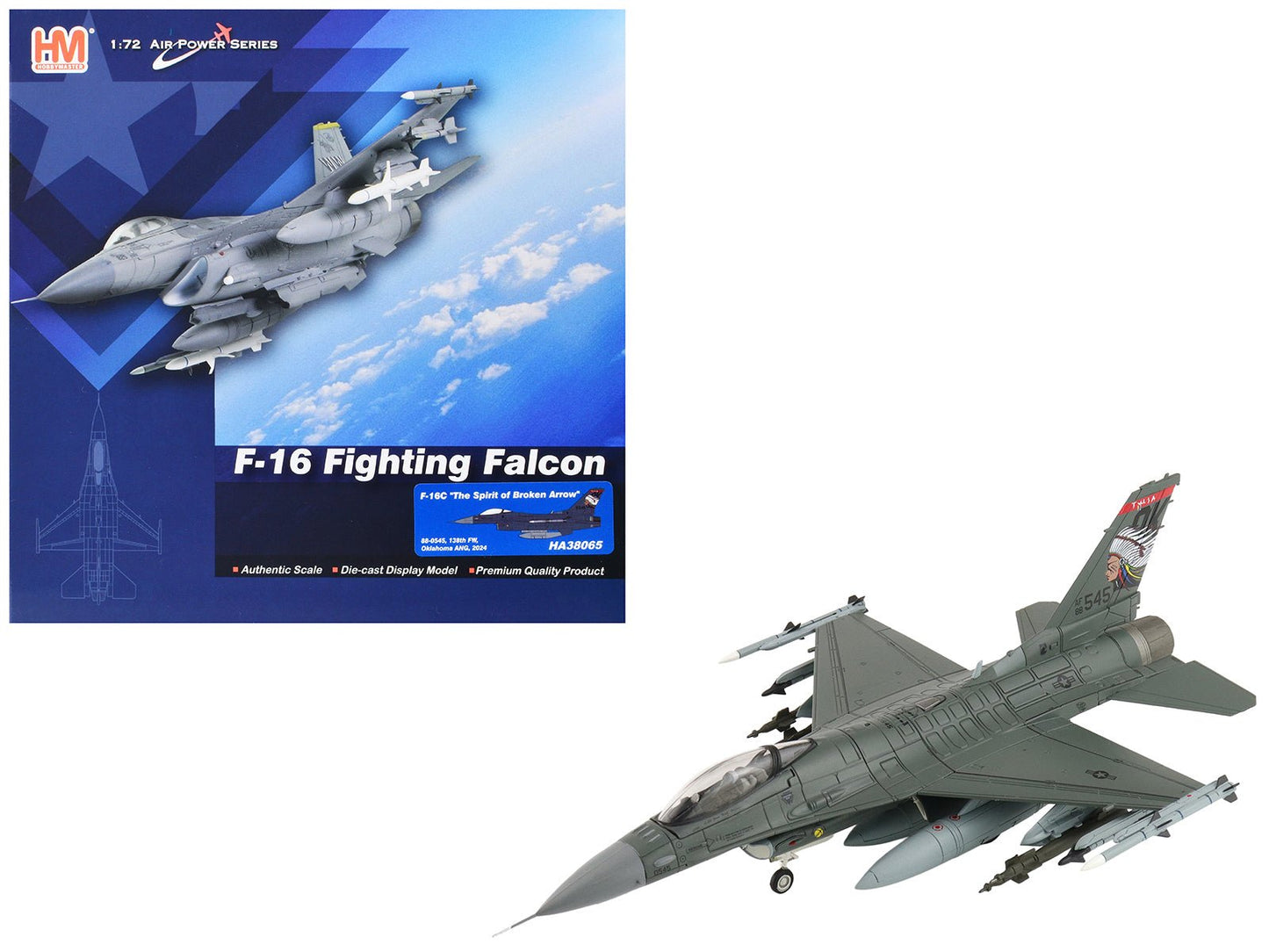 Lockheed F-16C Fighting Falcon Fighter Aircraft "88-0545 138th Fighter Wing Oklahoma Air National Guard" (2024) United States Air Force "Air Power Series" 1/72 Diecast Model by Hobby Master free shipping USA