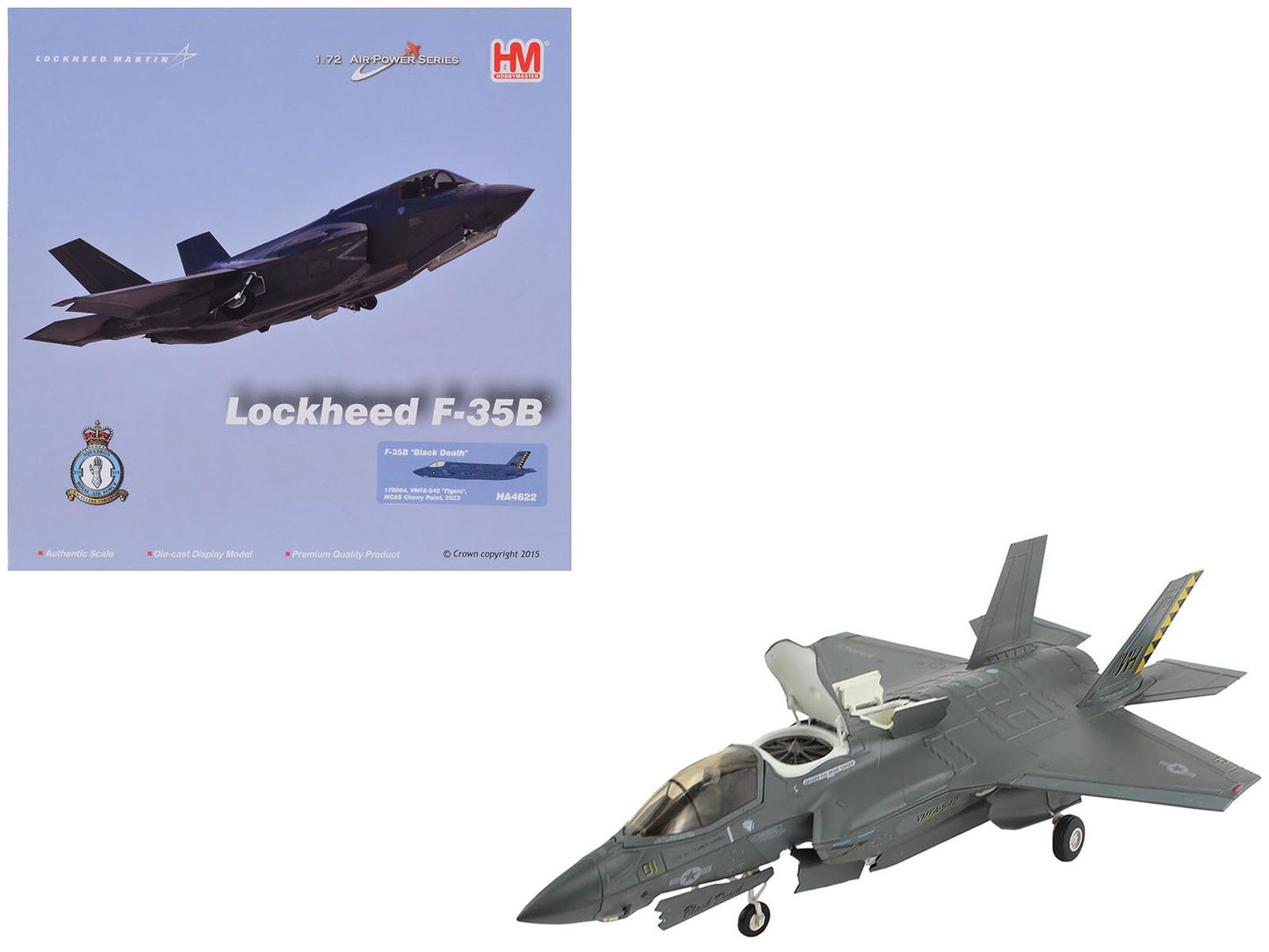 Lockheed Martin F-35B Lightning II Aircraft "Black Death VMFA-542 MCAS Cherry Point" (2023) United States Marine Corps "Air Power Series" 1/72 Diecast Model by Hobby Master free shipping USA