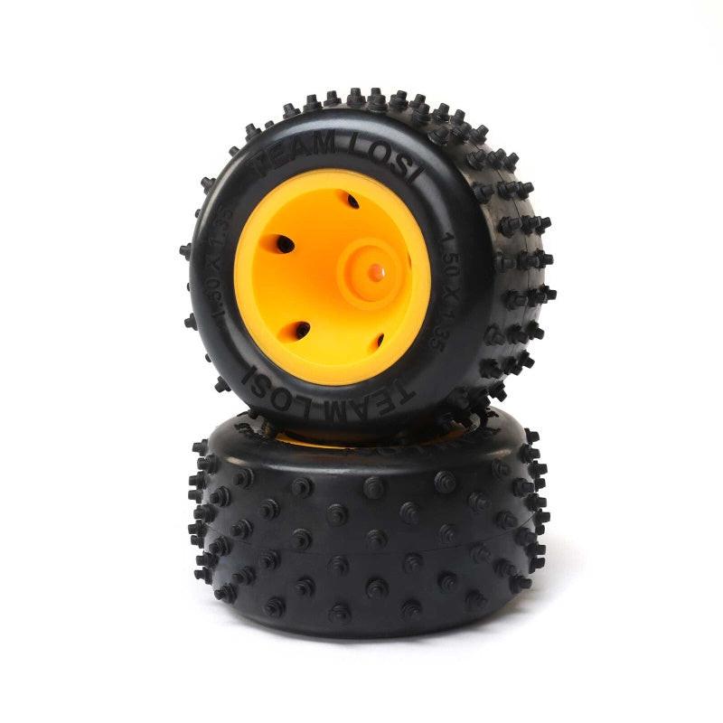Losi LOS41031 6 Row Rear Tires Mounted Orange(2) Mini JRXT