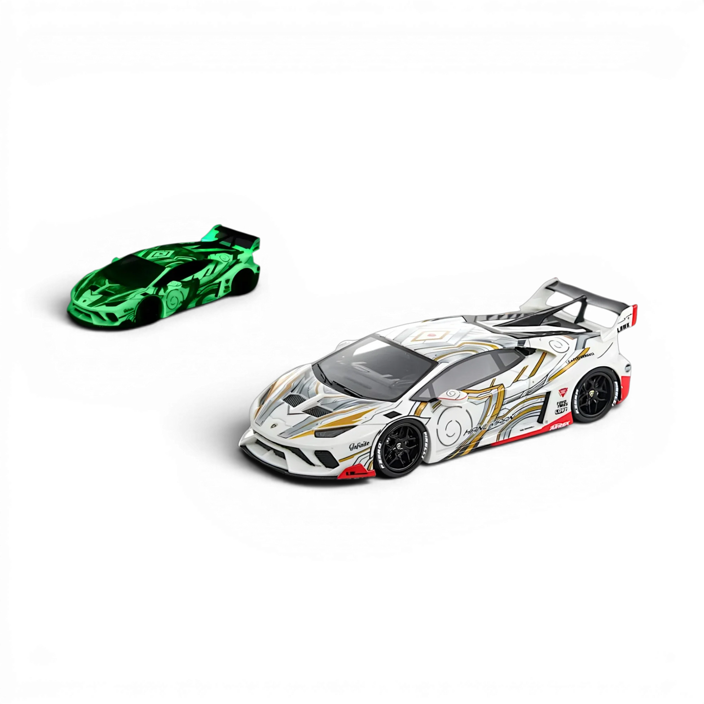 Flame Lamborghini Huracan GT LP610 White Gray - Glow in dark 1:64