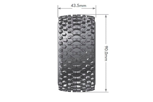 Louise R/C ST-Uphill 1/16 Stadium Truck Tires, 12mm Hex, Soft, Mounted on Black Spoke Rim, Front/Rear (2) LT3279SB