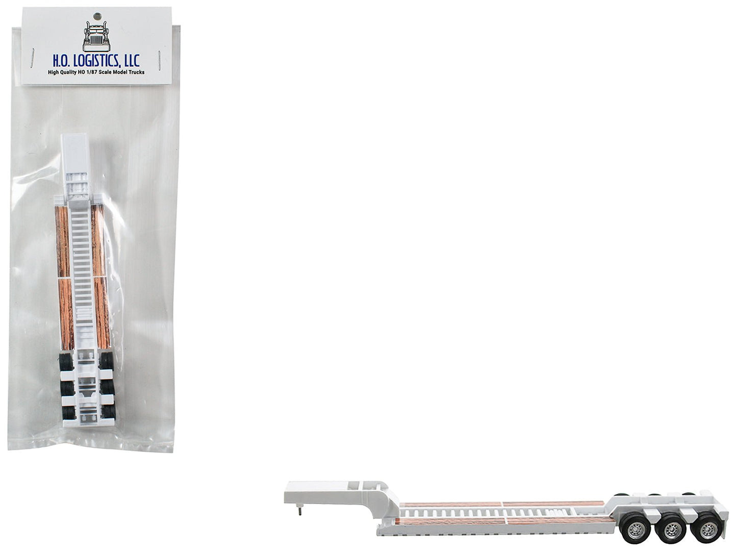 Low Boy Flatbed Trailer White 1/87 (HO) Plastic Model Car by HO Logistics free shipping USA