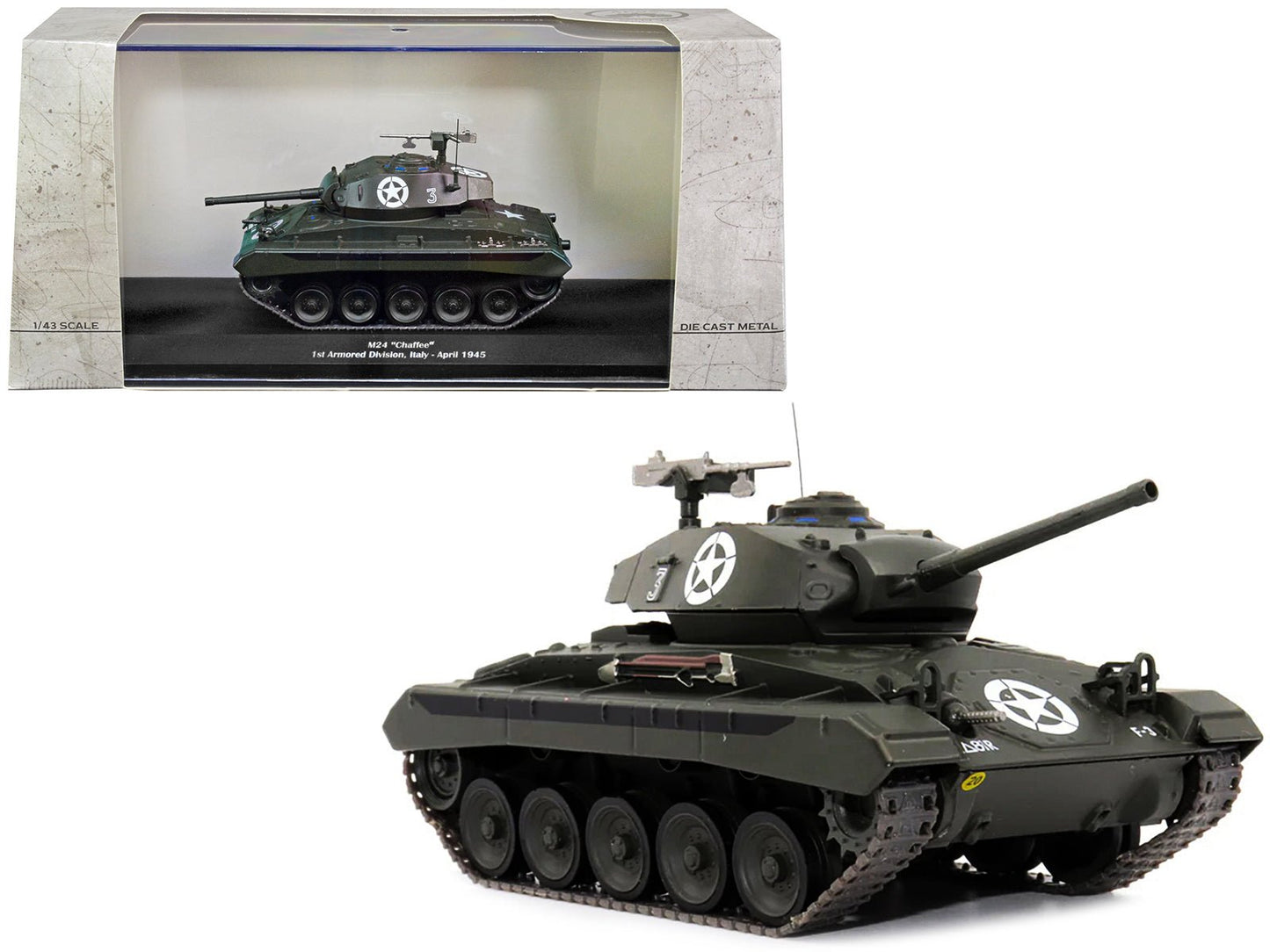 M24 "Chaffee" Tank #3 "U.S.A. 1st Armored Division Italy April 1945" 1/43 Diecast Model by AFVs of WWII free shipping USA