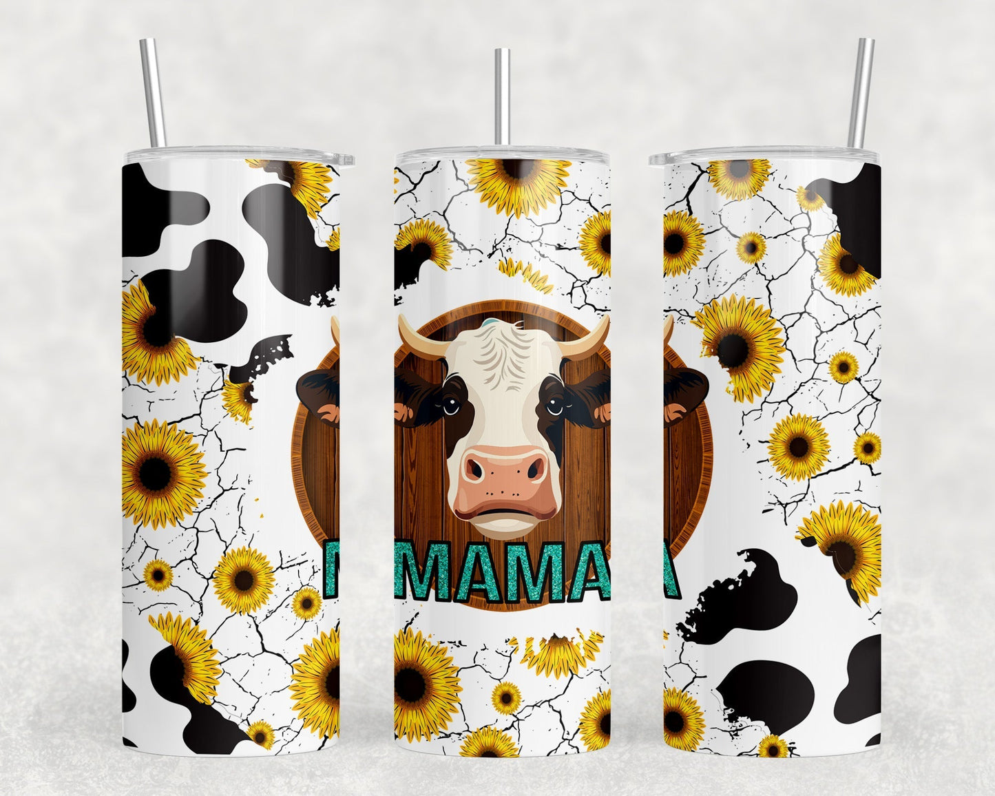 Mama Cow - 20 oz Steel Skinny Tumbler - Optional Blue Tooth Speaker - Speaker Color will Vary by Rowdy Ridge Co