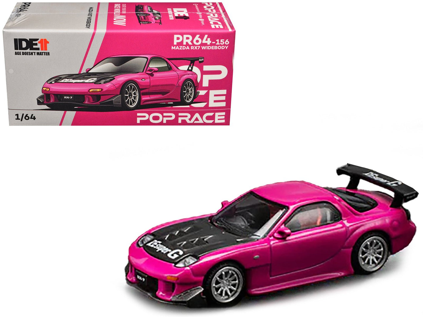Mazda RX-7 Widebody RHD (Right Hand Drive) Pink with Carbon Hood "Indonesia Diecast Expo 2024 Exclusive" 1/64 Diecast Model Car by Pop Race free shipping USA