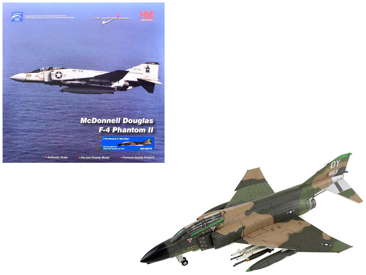 McDonnell Douglas F-4D Phantom II Fighter-Bomber Aircraft "66-7463 MiG Killer 665th TFS 432nd TRW Thailand" (1972) United States Air Force "Air Power Series" 1/72 Diecast Model by Hobby Master free shipping USA