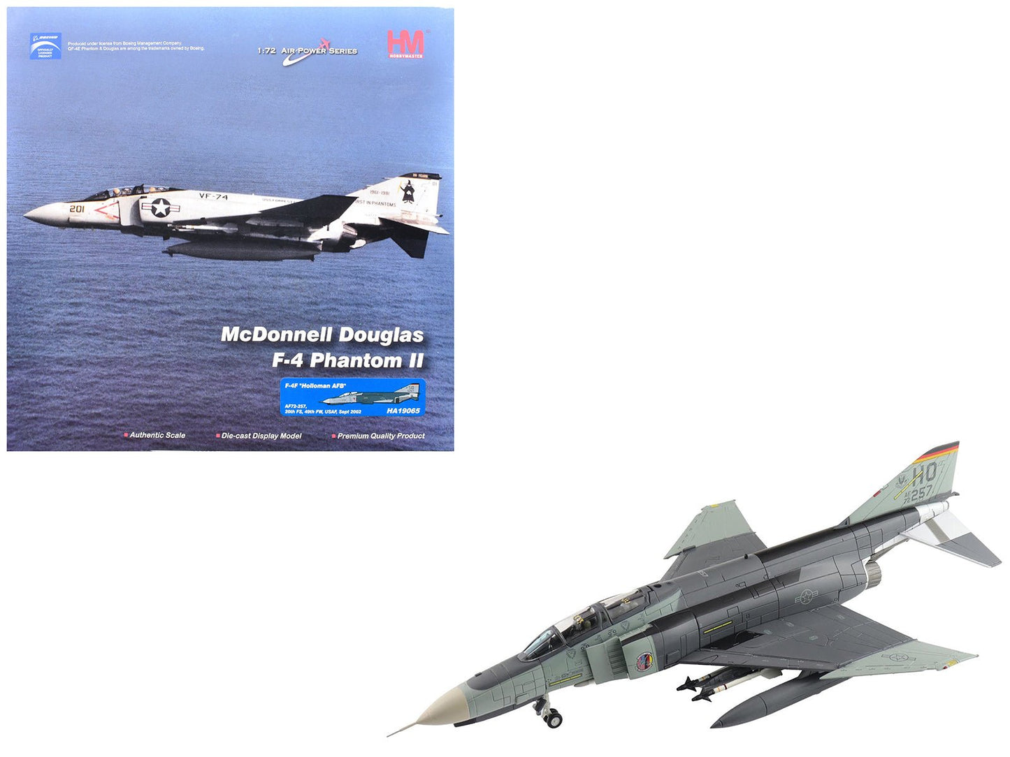 McDonnell Douglas F-4F Phantom II Fighter-Bomber Aircraft "AF72-257 20th Fighter Squadron 49th Fighter Wing Holloman AFB" (2002) United States Air Force "Air Power Series" 1/72 Diecast Model by Hobby Master free shipping USA