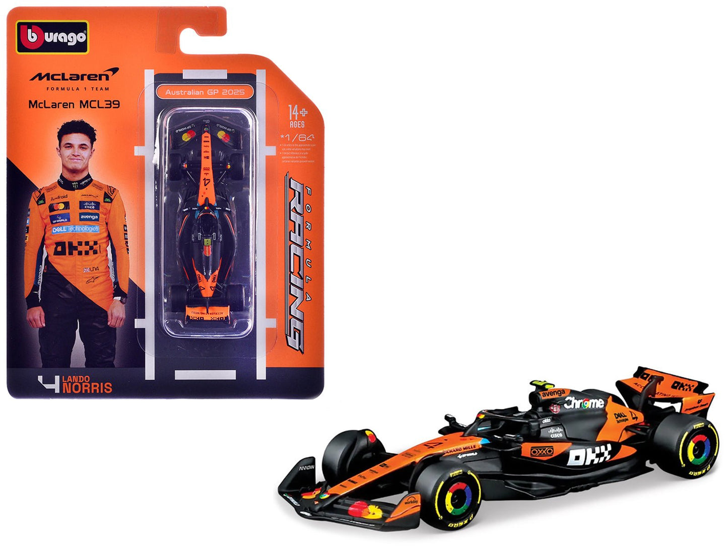 McLaren MCL39 #4 Lando Norris Winner Formula One F1 "Australian GP" (2025) "Formula Racing" Series 1/64 Diecast Model Car by Bburago free shipping USA