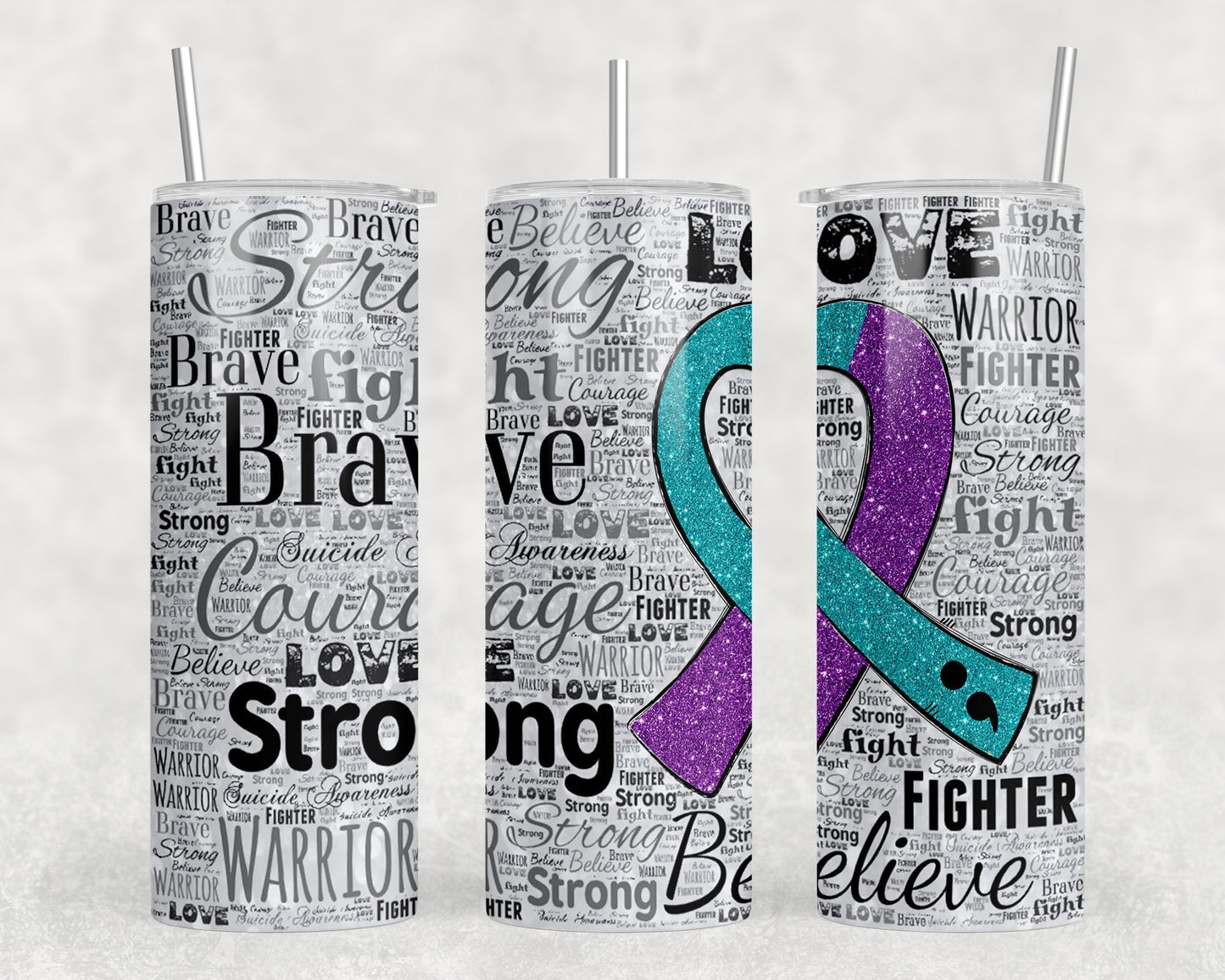 Mental Health Suicide Awareness - 20 oz Steel Skinny Tumbler - Optional Blue Tooth Speaker - Speaker Color will Vary by Rowdy Ridge Co
