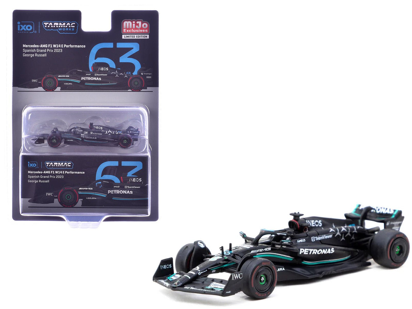 Mercedes-AMG F1 W14 E Performance #63 George Russell 3rd Place Formula One F1 "Spanish GP" (2023) "Global64" Series 1/64 Diecast Model Car by Tarmac Works free shipping USA