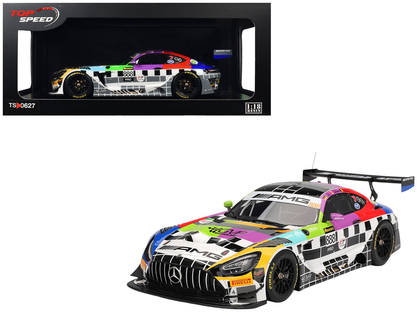 Mercedes-AMG GT3 #888 Maro Engel - Mikael Grenier - Maxime Martin "Mercedes-AMG Team GMR" Meguiar's "Bathurst 12 Hour" (2025) 1/18 Model Car by Top Speed free shipping USA