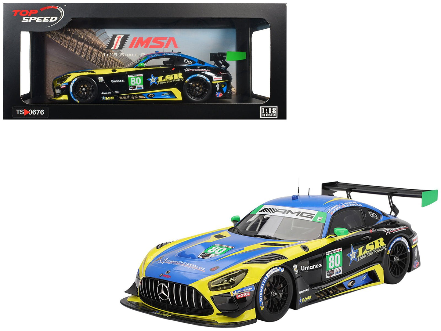Mercedes-AMG GT3 EVO #80 Scott Andrews - Ralf Aron - Eric Filgueiras - Dan Knox "Lone Star Racing" IMSA "24 Hours of Daytona" (2025) 1/18 Model Car by Top Speed free shipping USA