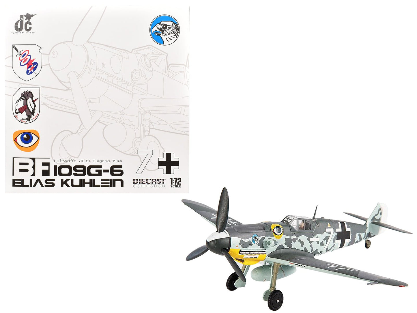 Messerschmitt BF 109G-6 Fighter Aircraft "JG 51 Bulgaria" (1944) German Luftwaffe 1/72 Die Cast Model by JC Wings free shipping USA