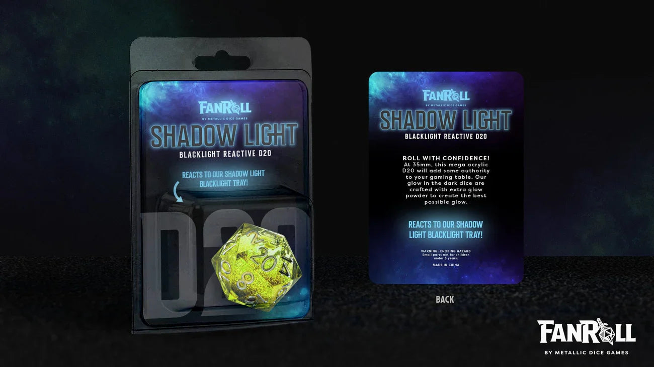 FANROLL: SHADOW LIGHT - UV REACTIVE LIQUID CORE DIE (D20)
