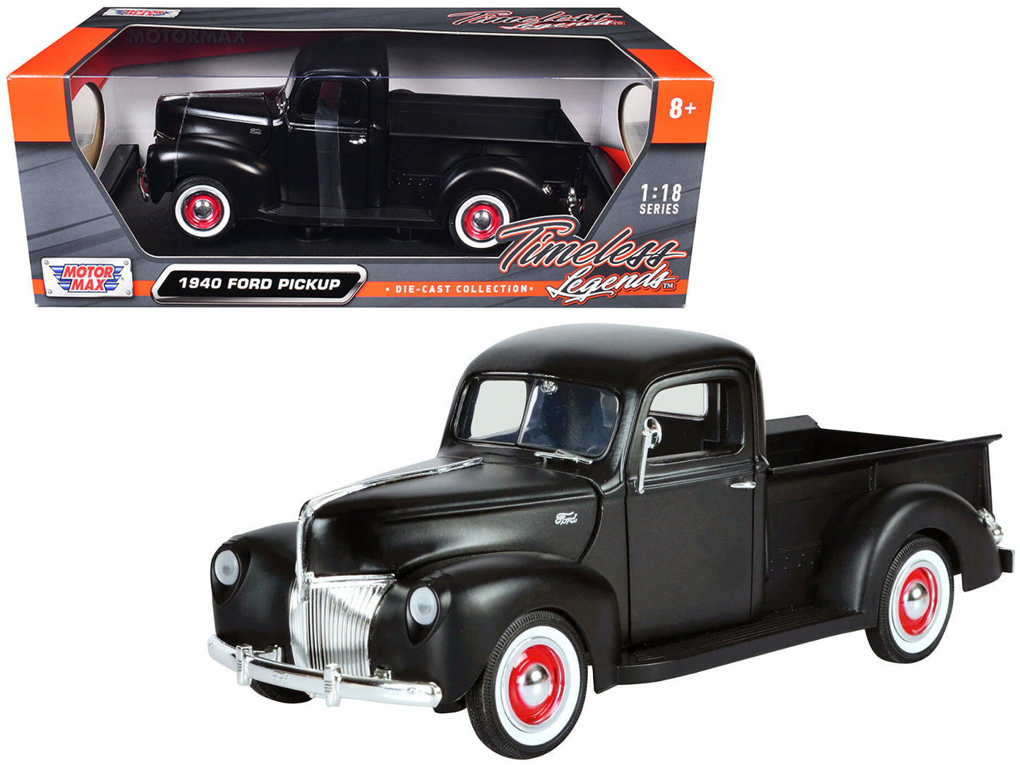 1940 Ford Pickup Matt Black 1/18 Diecast Model Car by Motormax free shipping USA