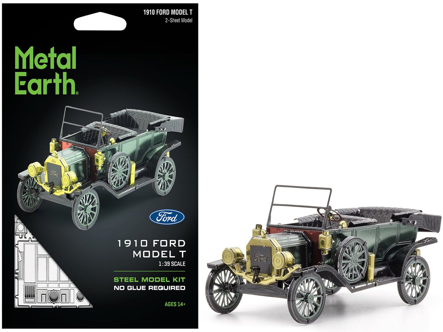 Model Kit 1910 Ford Model T Green (Moderate Difficulty) Steel Model by Metal Earth free shipping USA