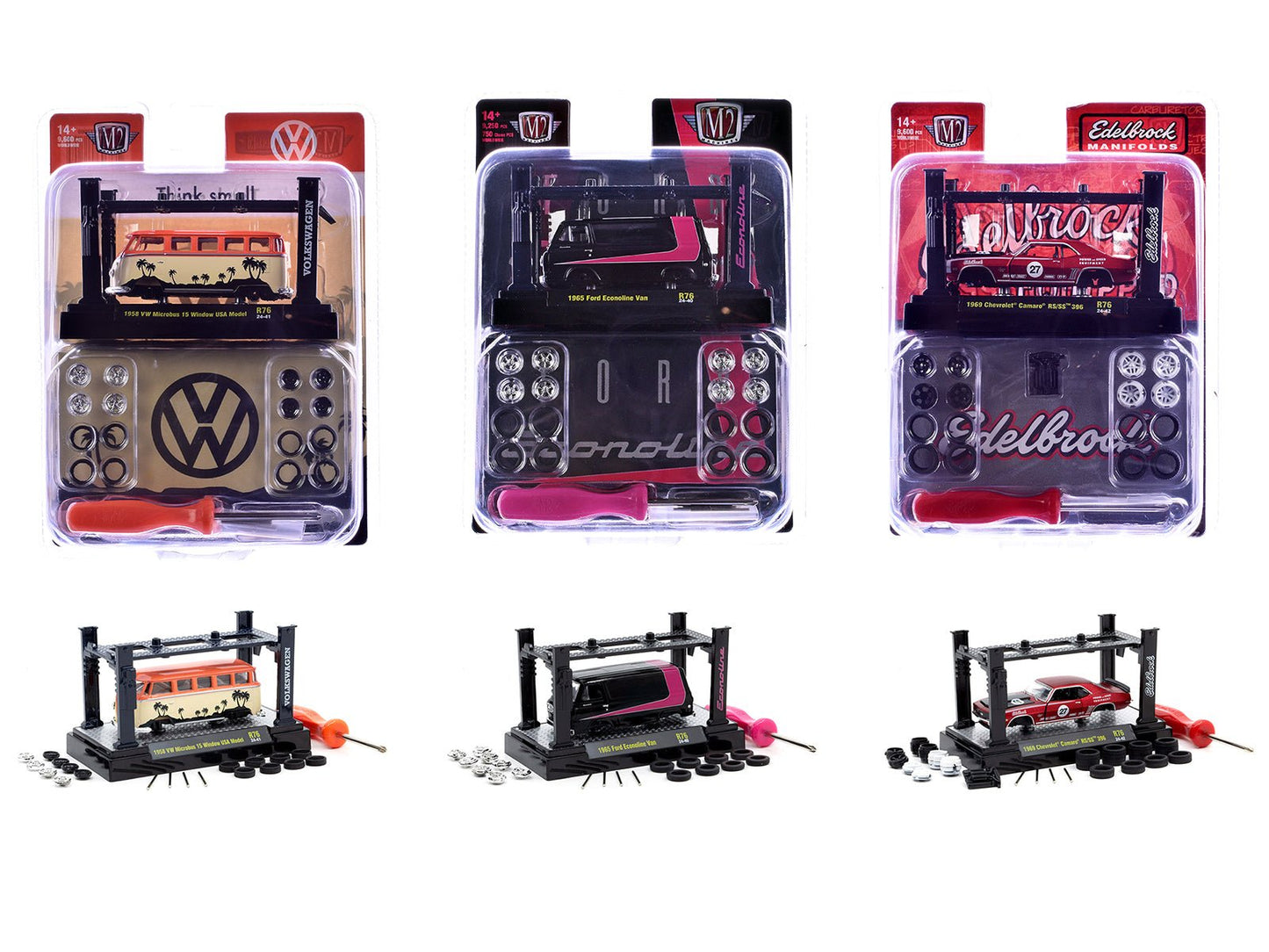Model Kit 3 piece Car Set Release 76 Limited Edition to 9600 pieces Worldwide 1/64 Diecast Model Cars by M2 Machines free shipping USA