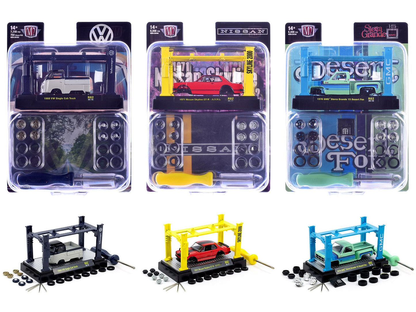 Model Kit 3 piece Car Set Release 82 Limited Edition to 8000 pieces Worldwide 1/64 Diecast Model Cars by M2 Machines free shipping USA