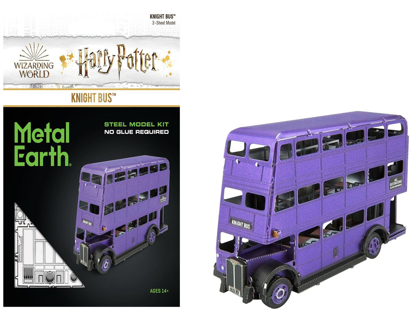 Model Kit Knight Bus Purple "Harry Potter and the Prisoner of Azkaban" (2004) Movie (Moderate Difficulty) Steel Model by Metal Earth free shipping USA
