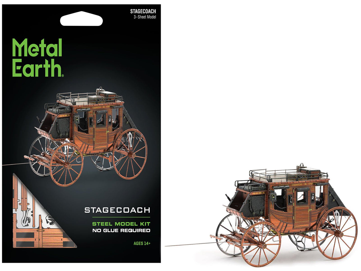 Model Kit Wild West Stagecoach (Moderate Difficulty) Steel Model by Metal Earth free shipping USA