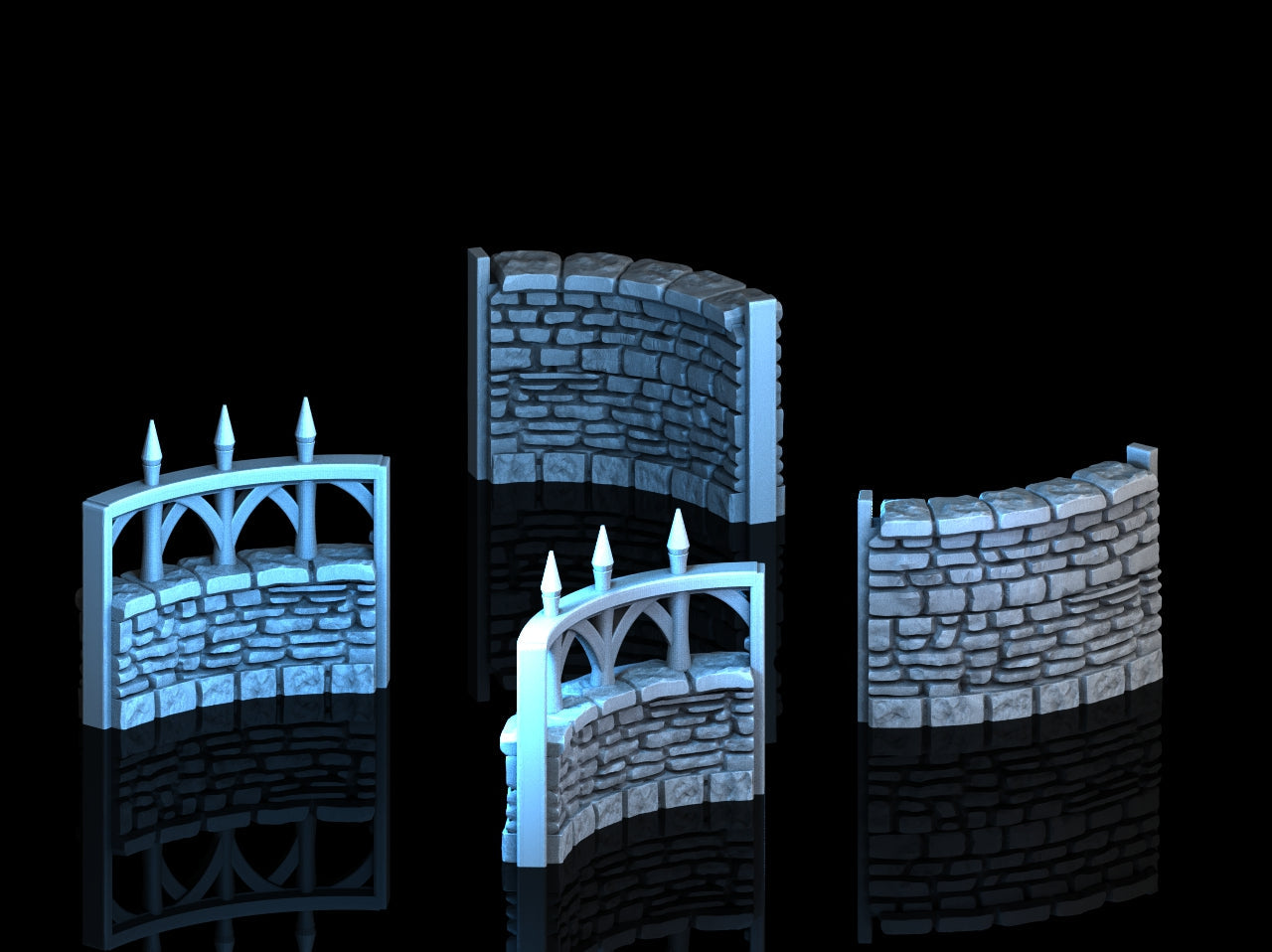 Adrian-3DP4U - Fence / Wall Set Curved - 28mm