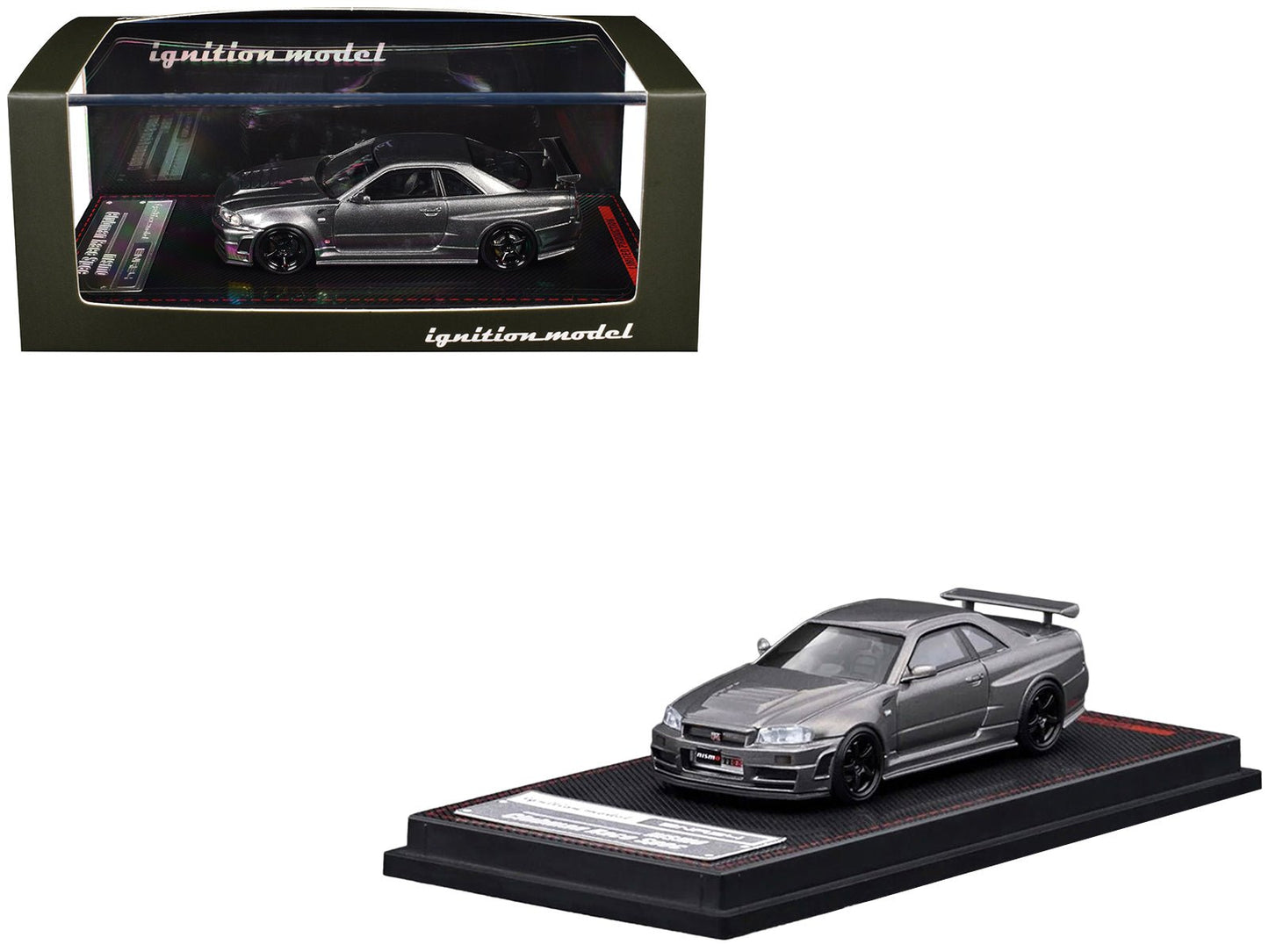Nissan Skyline GT-R (BNR34) Nismo CRS RHD (Right Hand Drive) Gray Metallic 1/64 Diecast Model Car by Ignition Model free shipping USA