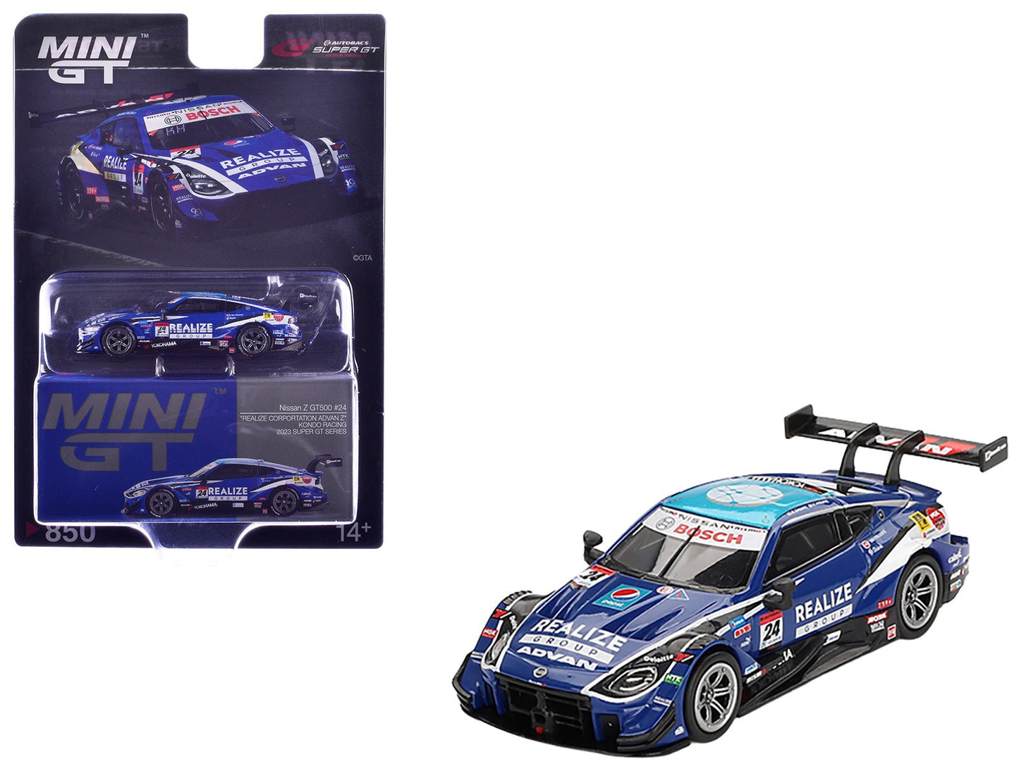 Nissan Z GT500 #24 Daiki Sasaki - Kohei Hirate "Kondo Racing - Realize Group" "Super GT Series" (2023) Limited Edition 1/64 Diecast Model Car by Mini GT free shipping USA