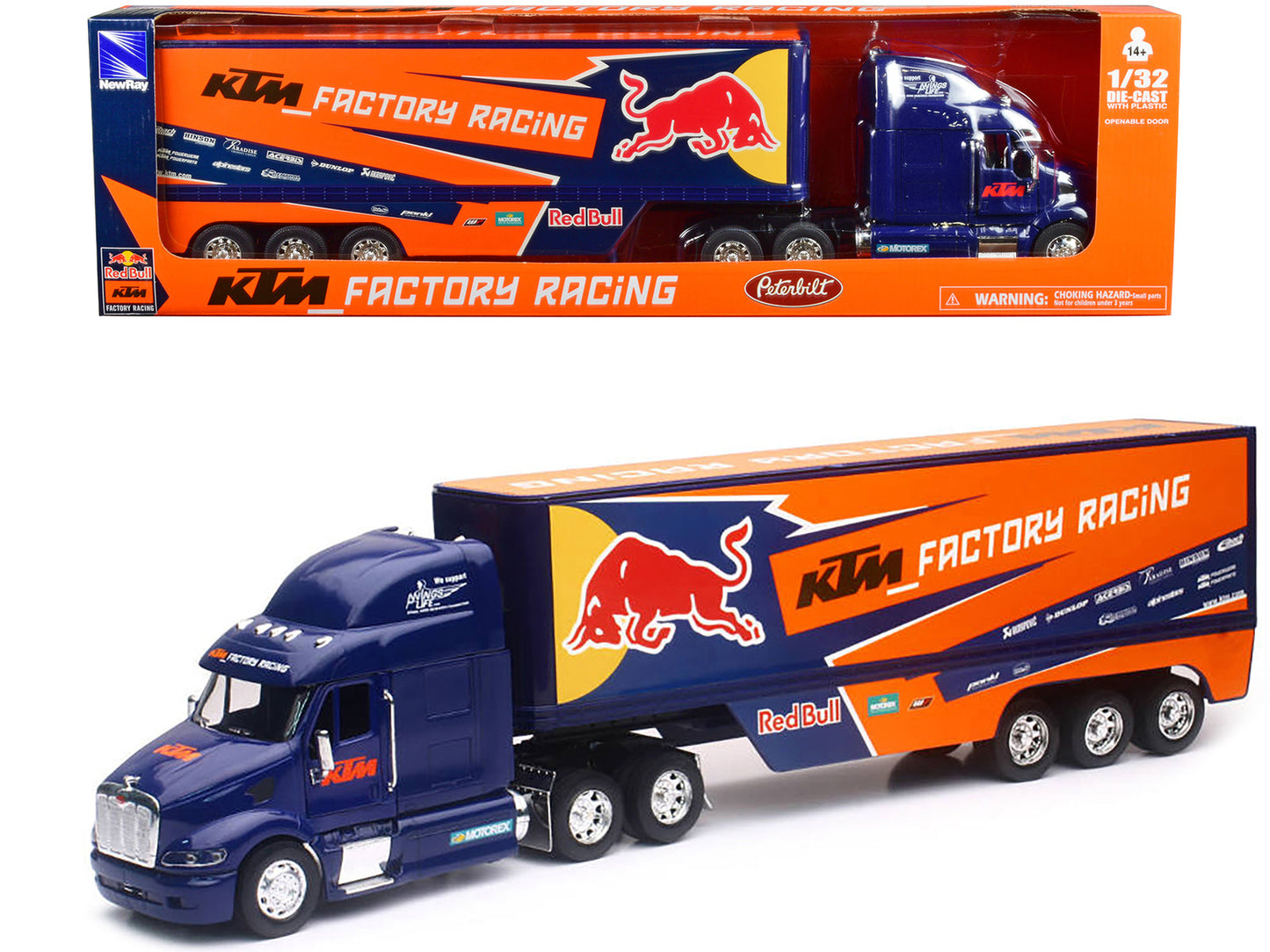 Peterbilt 387 Truck Dark Blue "Red Bull - KTM Factory Racing" 1/32 Diecast Model by New Ray free shipping USA