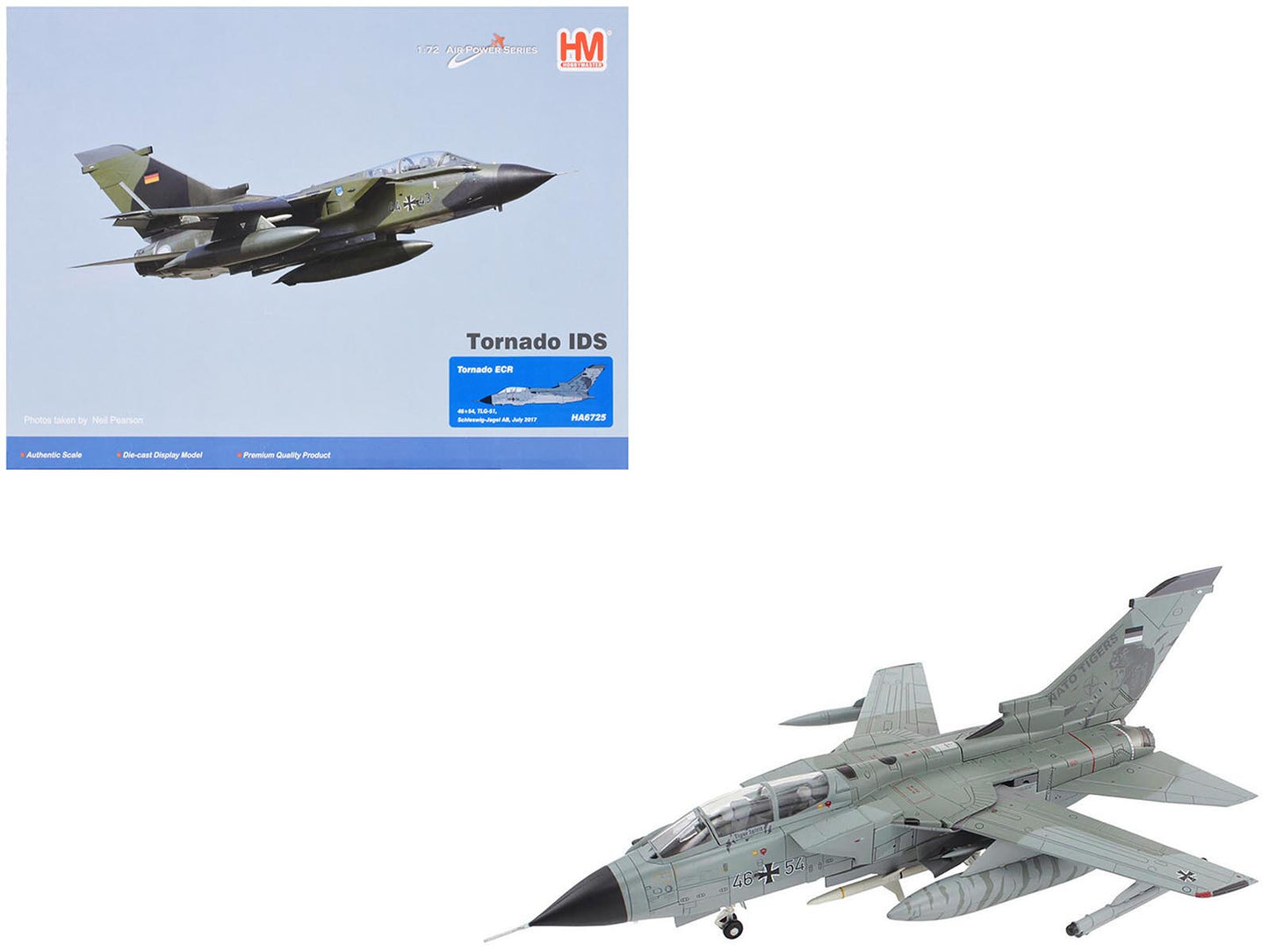 Panavia Tornado ECR Fighter-Bomber Aircraft "46+54 Tactical Air Wing 51 Schleswig-Jagel Air Base Germany" (2017) German Luftwaffe "Air Power Series" 1/72 Diecast Model by Hobby Master free shipping USA
