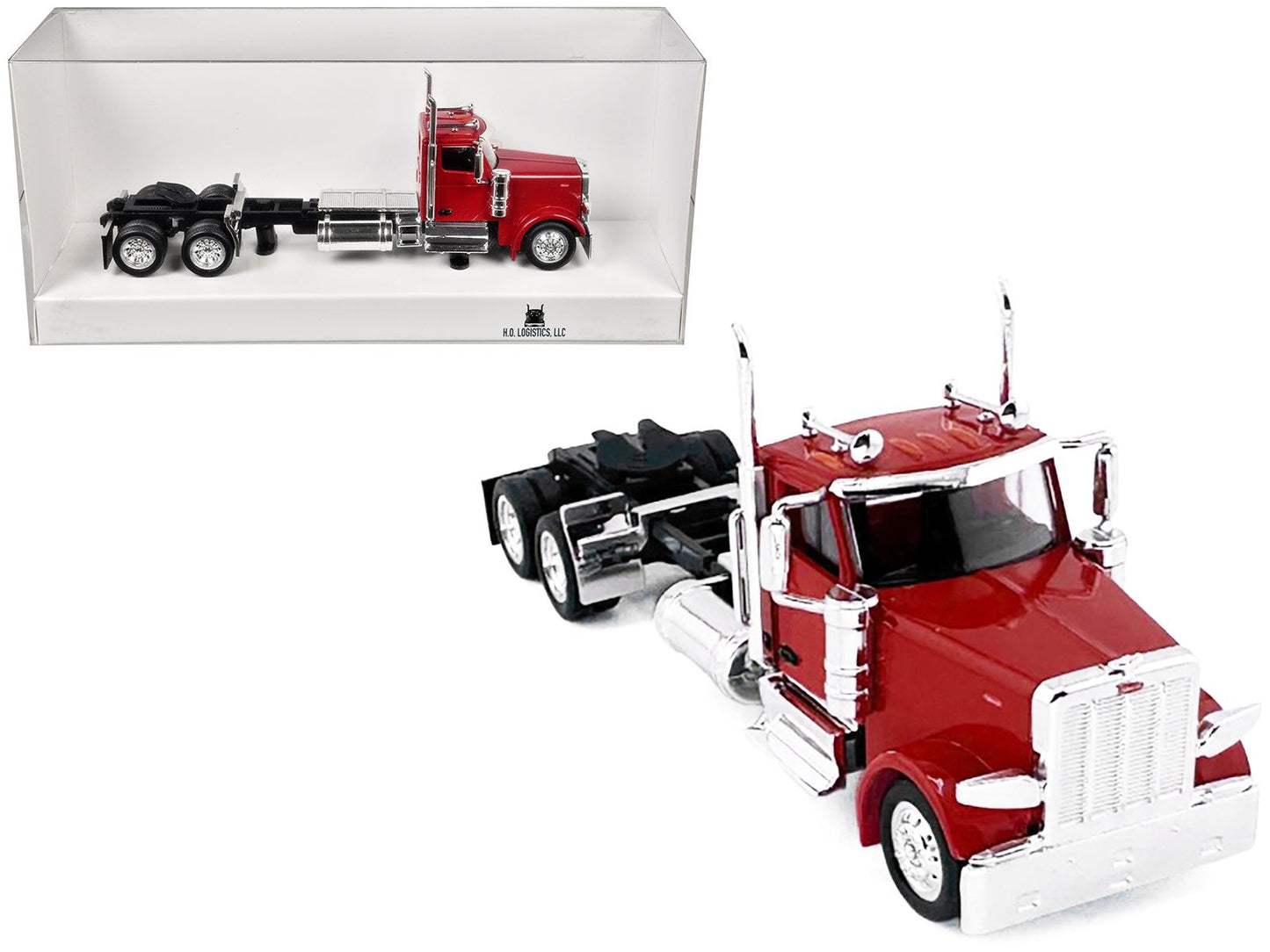 Peterbilt 589 2-Axel Day Cab Red 1/87 (HO) Plastic Model Car by HO Logistics free shipping USA