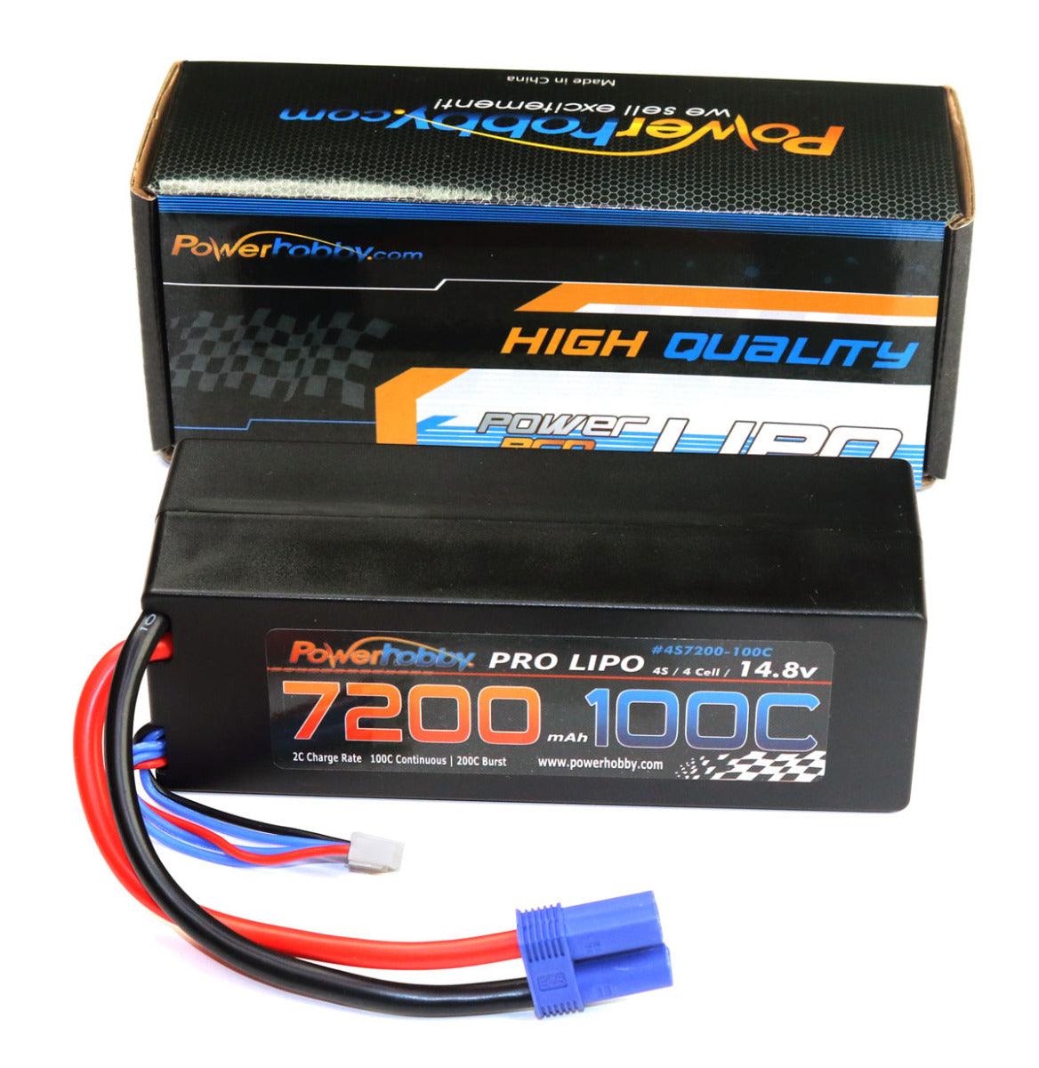Powerhobby 4s 14.8v 7200mah 100c Lipo Battery w EC5 Plug Hard Case 4-Cell