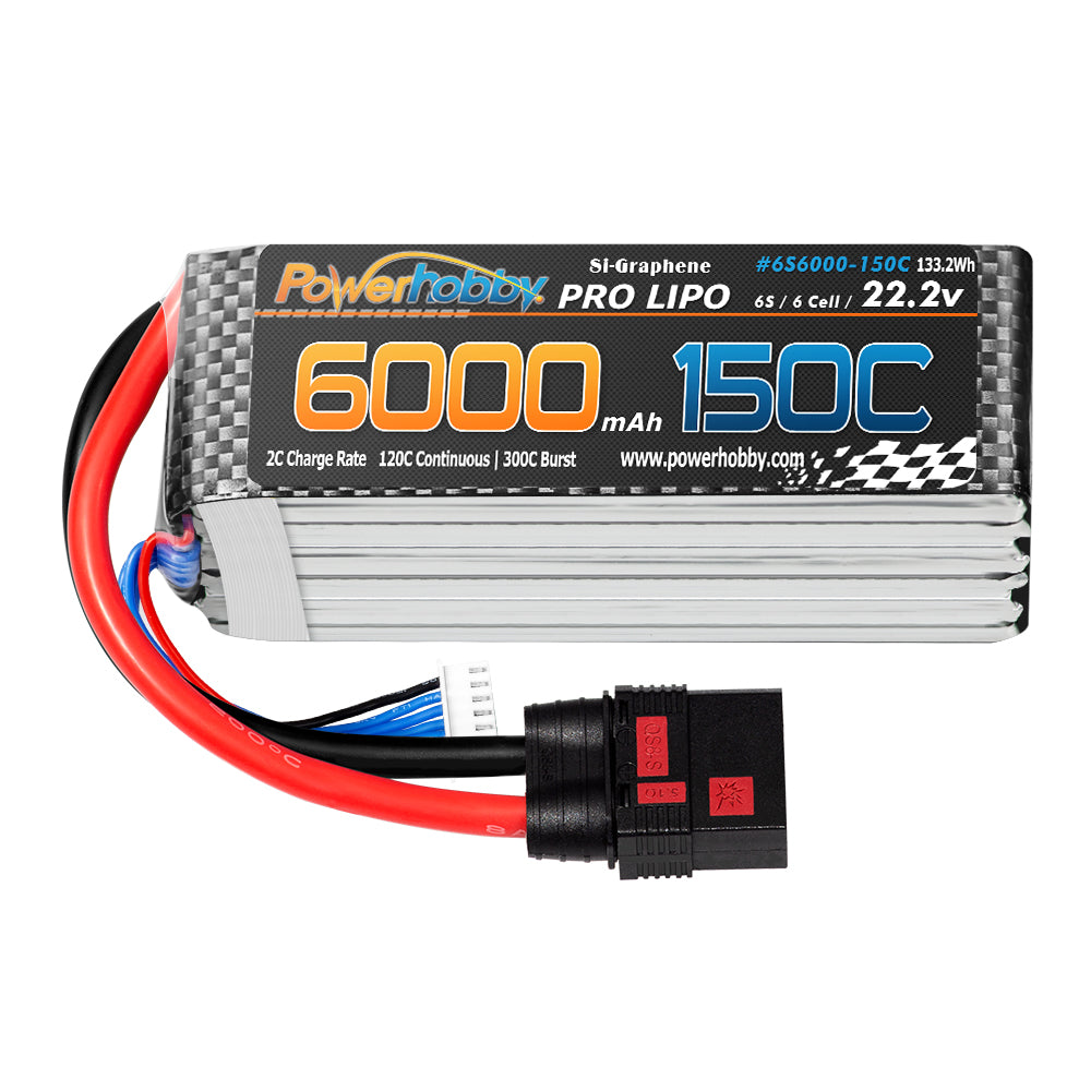 Powerhobby XTREME 6s 22.2V 6000mah 150C-300C Lipo Battery W QS8 Plug 8AWG Wire