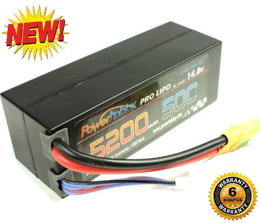 Powerhobby 4S 14.8V 5200mAh 50C Lipo Battery Hard Case 4-Cell w XT90 Plug