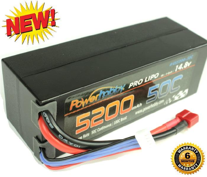 Powerhobby 4S 5200mAh 50C-100 Lipo Battery HardCase w Deans Plugs