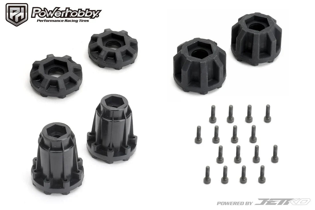 Powerhobby 1/8 MT 3.8 Raptor Belted Mounted Tires w Removable Hex Wheels (2)