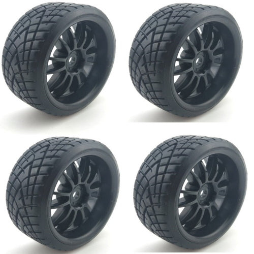 Powerhobby 1/10 Drift Car Mounted Tires / Wheels (4) Black PY055