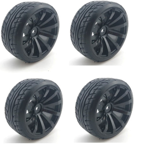 Powerhobby 1/10 Drift Car Mounted Tires / Wheels (4) Black PY093