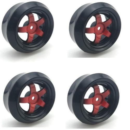 Powerhobby 1/10 Drift Car Slick Mounted Tires / Wheels (4) Red / Black PY160