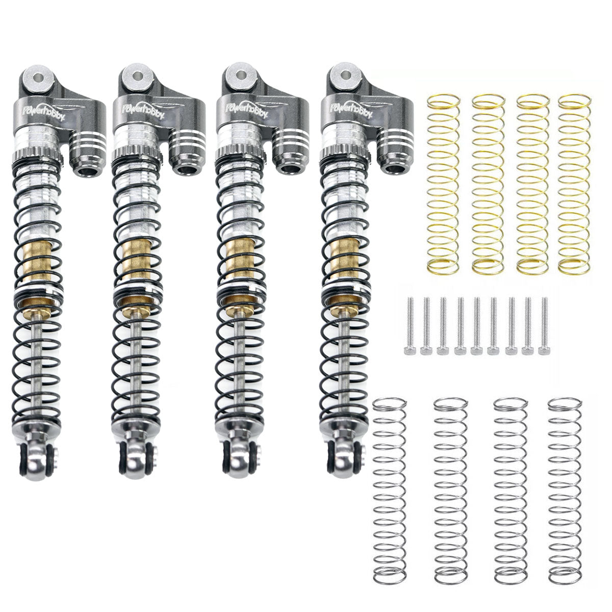 Powerhobby 1/24 Axial SCX24 Aluminum 58mm Long Travel Shocks Jeep Bronco Gray