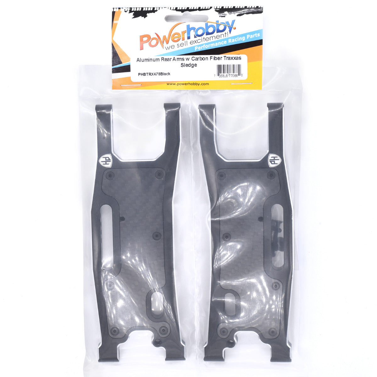 Powerhobby Aluminum Rear Arms w Carbon Fiber Dust Cover FOR Traxxas Sledge Black