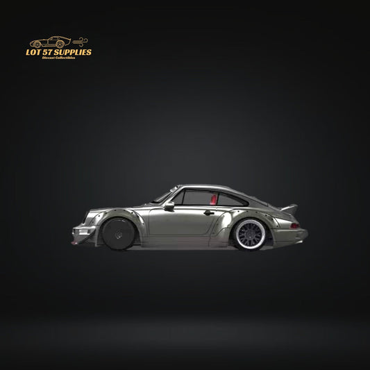 Aurora Model Porsche RWB 964 Liquid Silver Ducktail 1:64